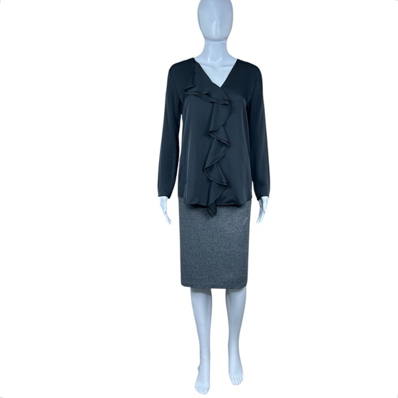 Theory Jastrid Silk Ruffle Front Blouse Small Preppy Quiet Luxury Career Capsule - Picture 2 of 16